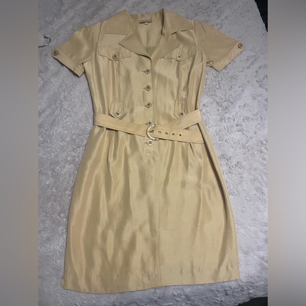 Beautiful Vintage Gold Italian Dress. Made in Italy. Size 44 in Italian/ Size 10
